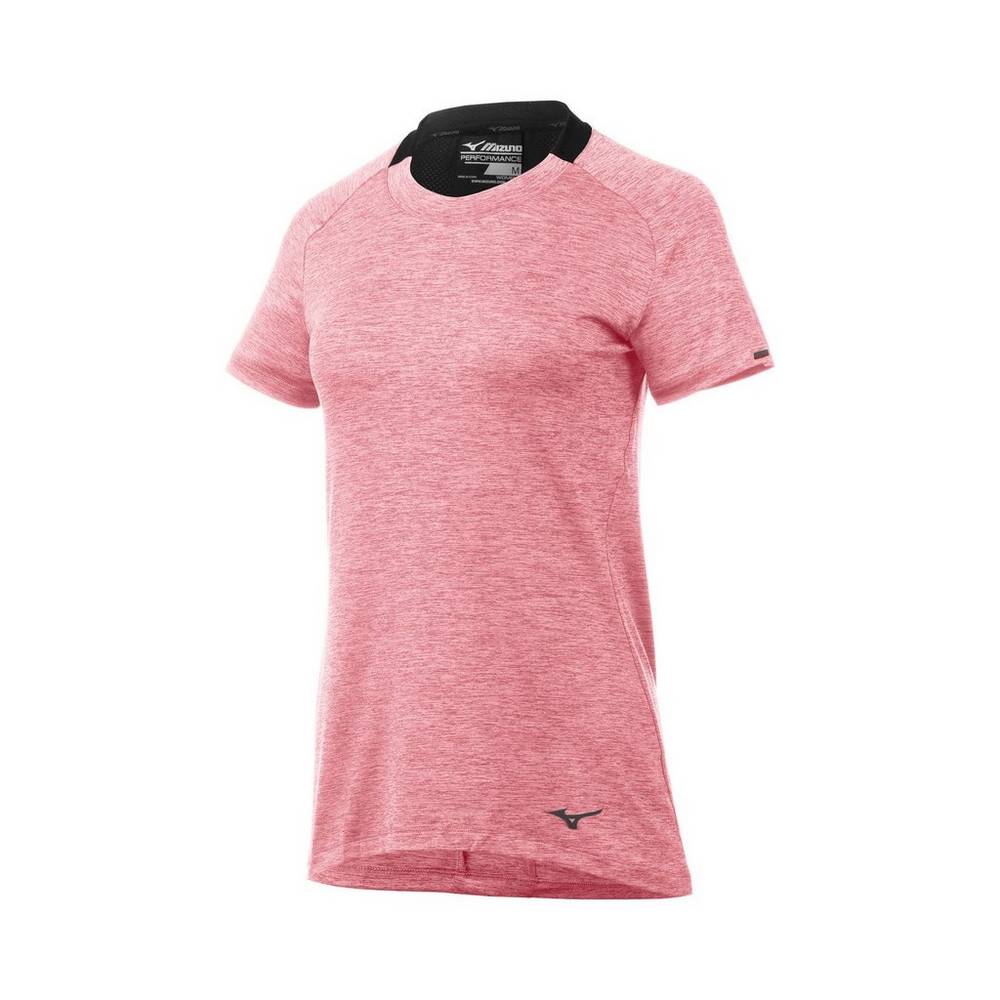 Mizuno Alpha Short Sleeve Női Futópóló Rózsaszín/Fekete ZIH109864